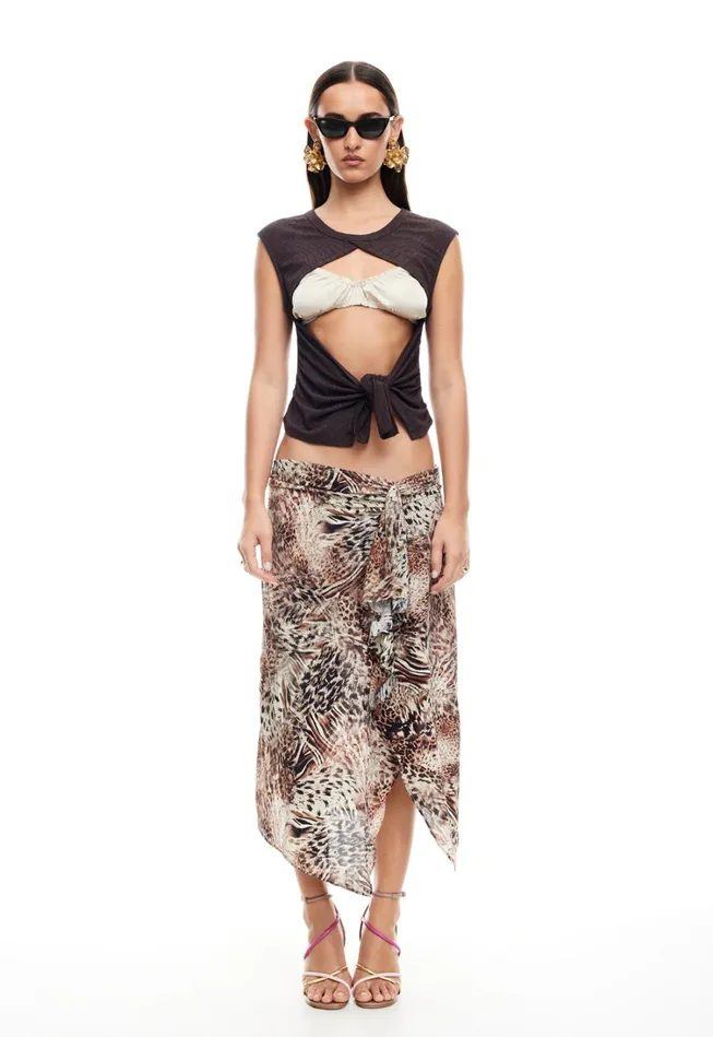 Cover Ups Women Lioness Fashion MOSS TIE TOP Brown Cover Ups Women Lioness Fashion MOSS TIE TOP Brown