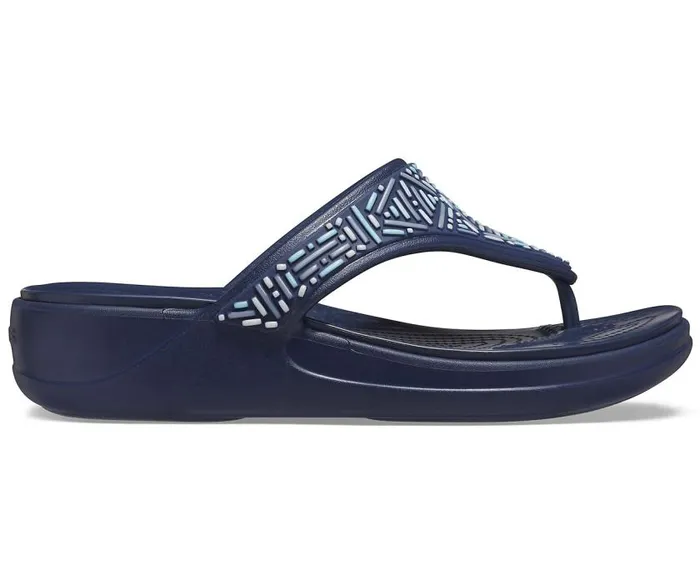 Crocs Sandals Crocs Monterey Beaded Wedge Flip Navy 8211 Women