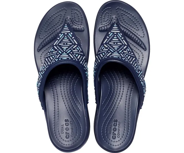 Crocs Sandals Crocs Monterey Beaded Wedge Flip Navy 8211 Women