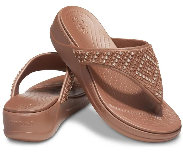 Crocs Sandals Crocs Monterey Shimmer Wedge Flip Bronze 8211 Women