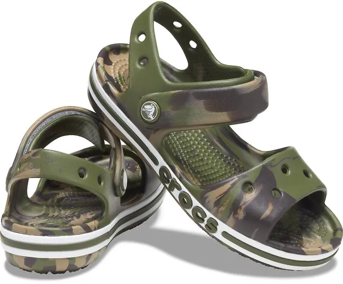 Crocs Sandals Kids039 Bayaband Marbled Sandal Army Green Multi 8211 GirlsBoys