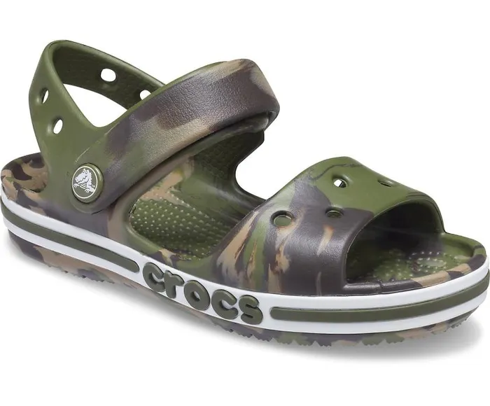 Crocs Sandals Kids039 Bayaband Marbled Sandal Army Green Multi 8211 GirlsBoys