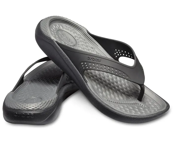 Crocs Sandals LiteRide Flip Blackslate Grey 8211 WomenMen