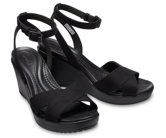 Crocs Wedges Leigh II CrossStrap Ankle Wedge Black Black 8211 Women