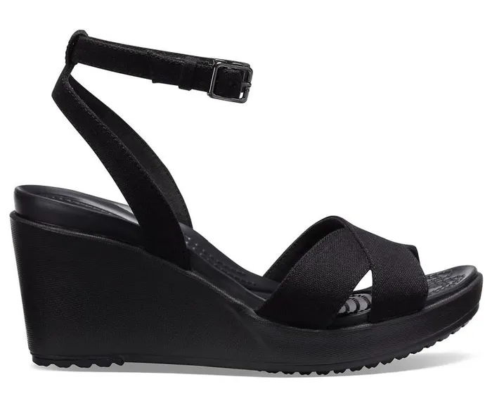 Crocs Wedges Leigh II CrossStrap Ankle Wedge Black Black 8211 Women