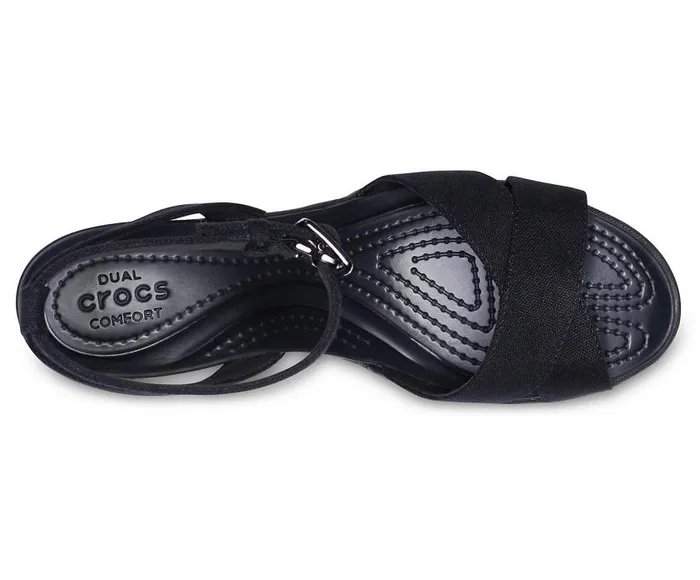 Crocs Wedges Leigh II CrossStrap Ankle Wedge Black Black 8211 Women