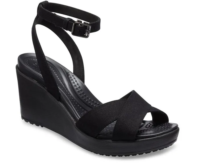 Crocs Wedges Leigh II CrossStrap Ankle Wedge Black Black 8211 Women