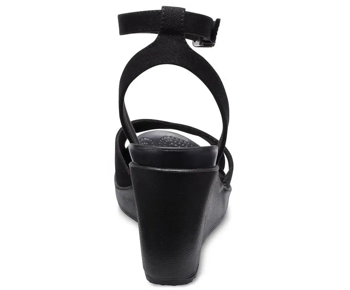 Crocs Wedges Leigh II CrossStrap Ankle Wedge Black Black 8211 Women