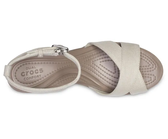 Crocs Wedges Leigh II CrossStrap Ankle Wedge Oat Mushroom 8211 Women