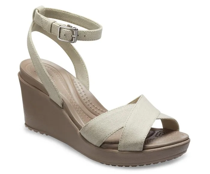 Crocs Wedges Leigh II CrossStrap Ankle Wedge Oat Mushroom 8211 Women
