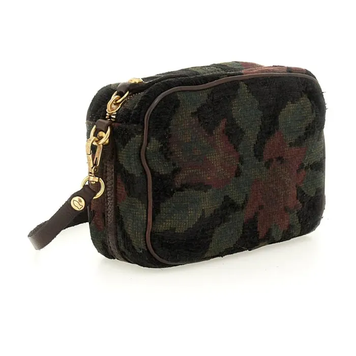 Crossbody Bags WomenMen Campomaggi Genziana Jacquard Fiore Black Crossbody Bags WomenMen Campomaggi Genziana Jacquard Fiore Black