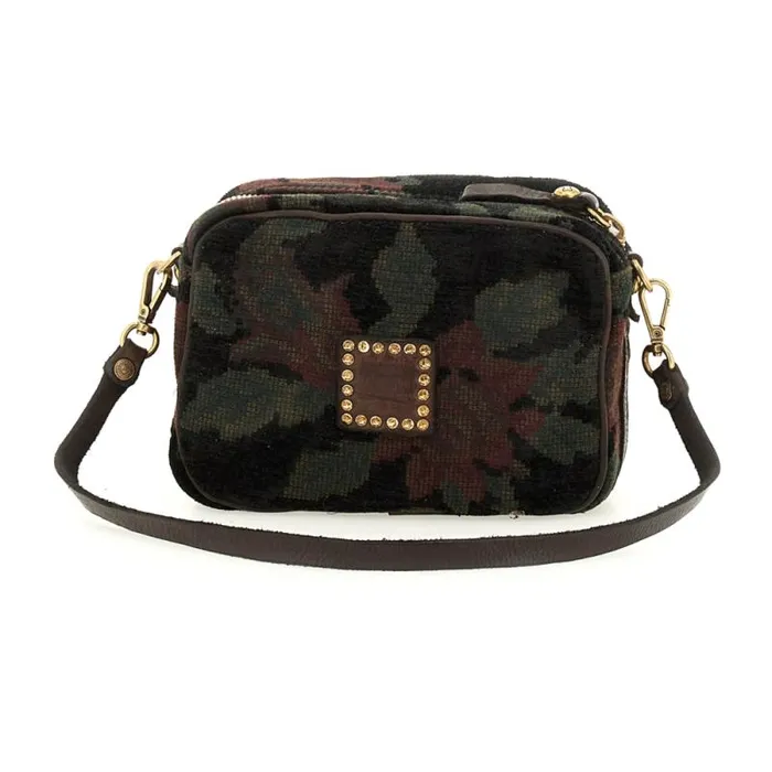 Crossbody Bags WomenMen Campomaggi Genziana Jacquard Fiore Black Crossbody Bags WomenMen Campomaggi Genziana Jacquard Fiore Black