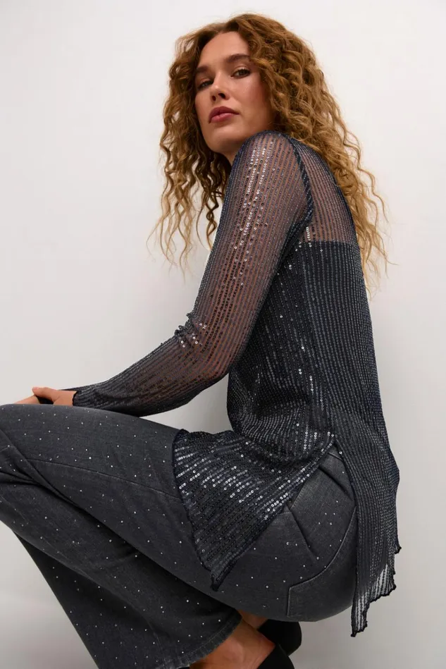 CULTURE Blouses CUgiya Sequin Blouse Blue Sequin 8211 Women