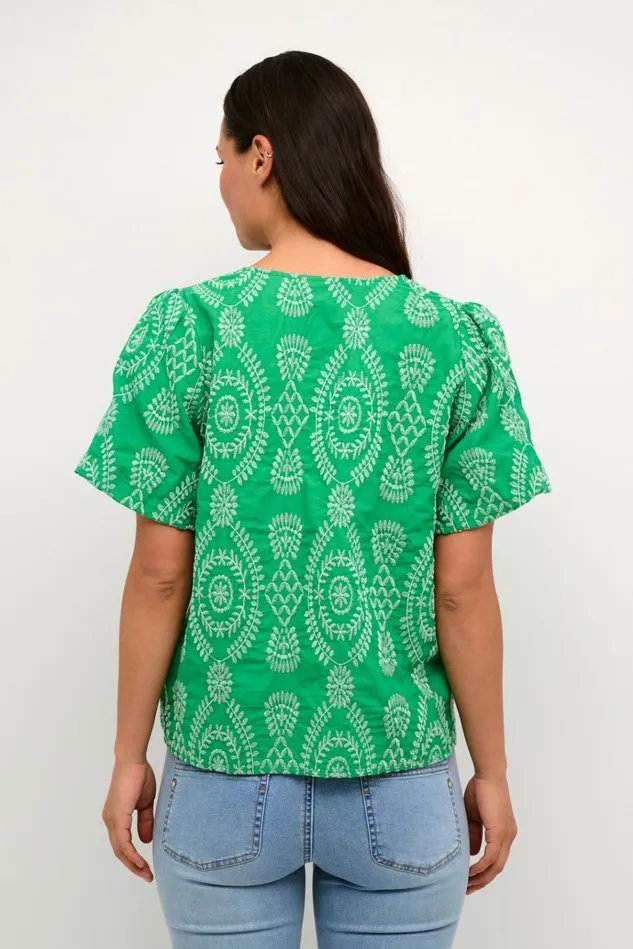 CULTURE Blouses CUtia Blouse With Embroidery Holly Green 8211 Women