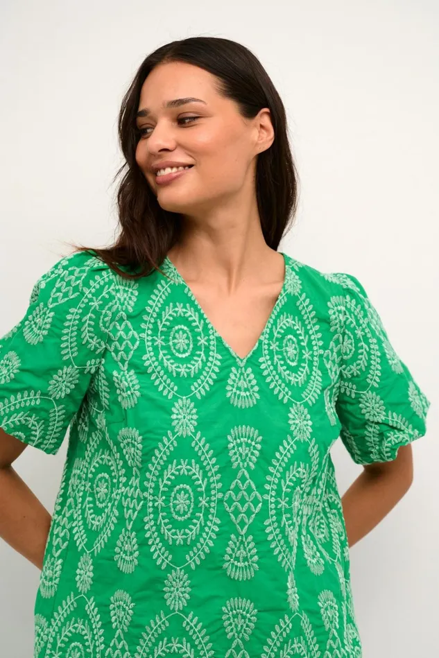 CULTURE Blouses CUtia Blouse With Embroidery Holly Green 8211 Women