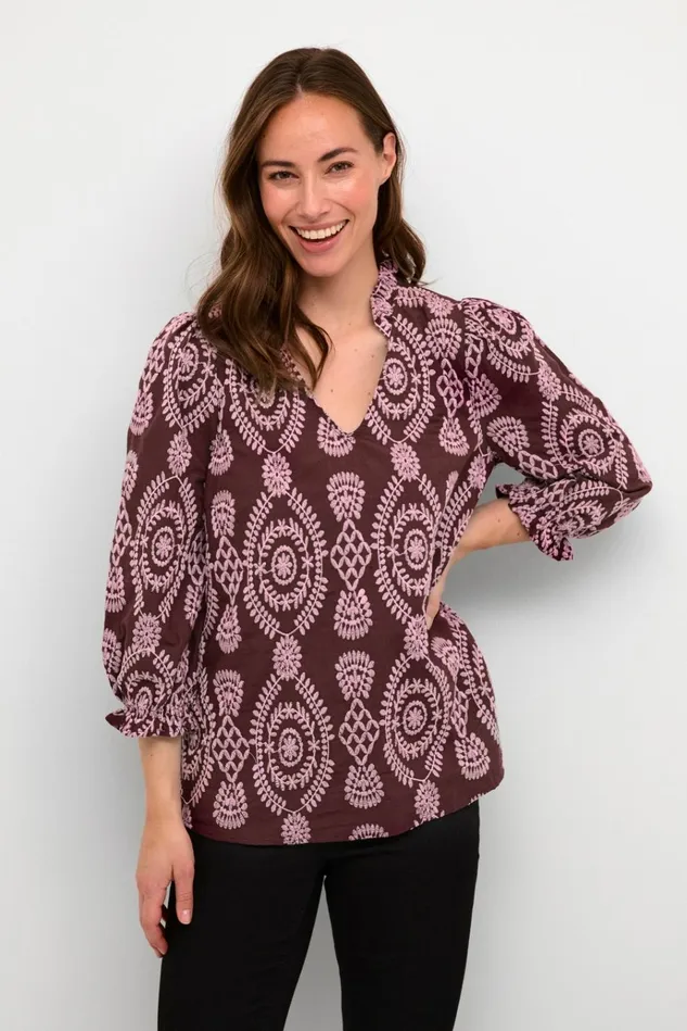 CULTURE Blouses CUtia Blouse With Embroidery Winetasting 8211 Women