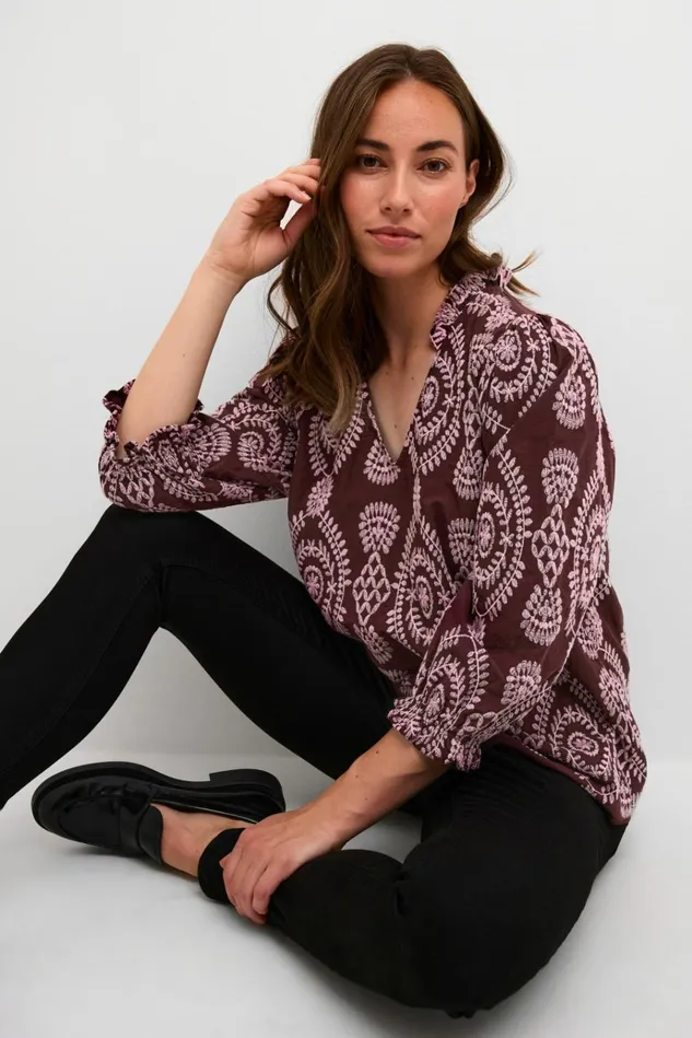 CULTURE Blouses CUtia Blouse With Embroidery Winetasting 8211 Women