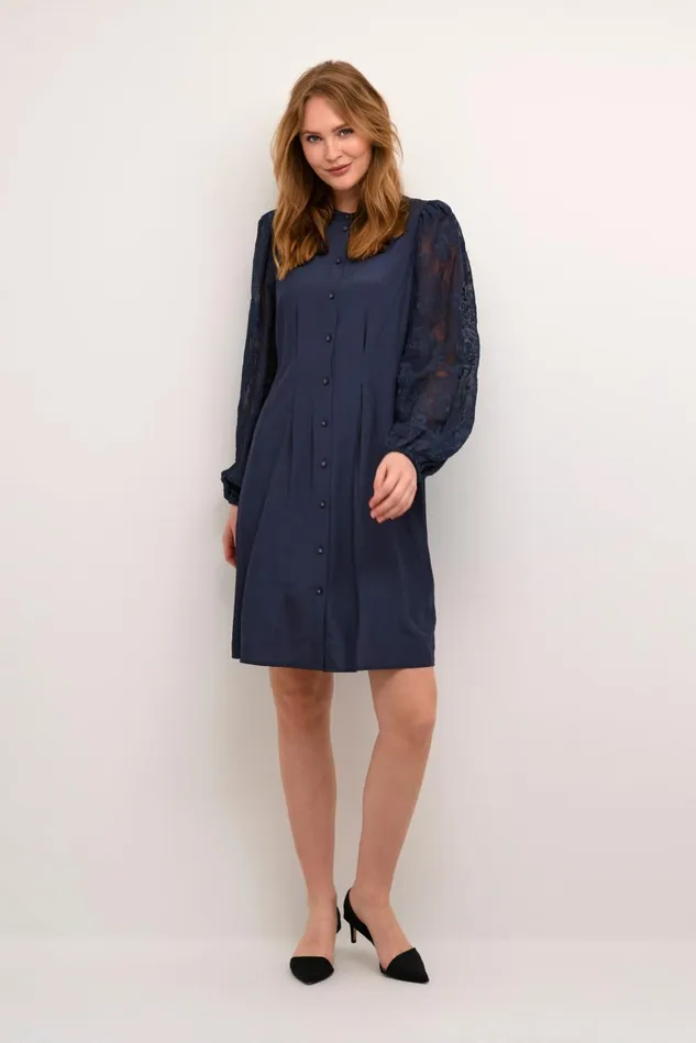 CULTURE Dresses CUasmine Dress With Lace Sleeves Dress Blues 8211 Women