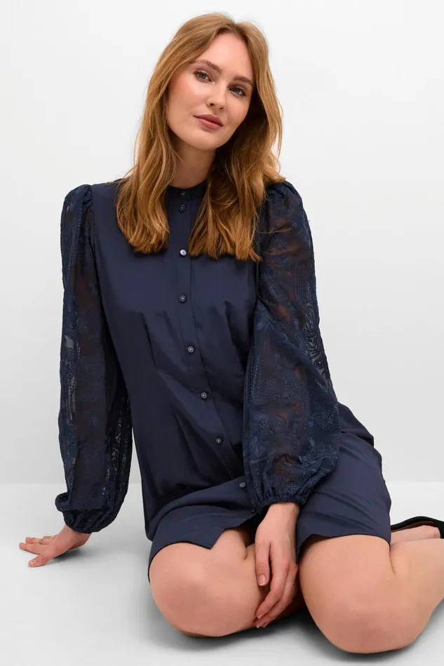 CULTURE Dresses CUasmine Dress With Lace Sleeves Dress Blues 8211 Women