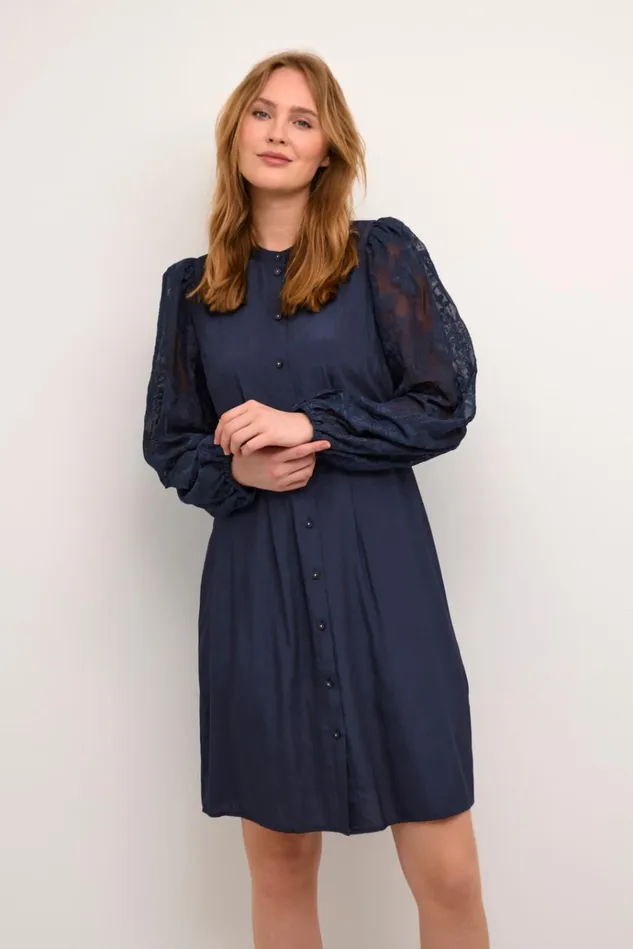 CULTURE Dresses CUasmine Dress With Lace Sleeves Dress Blues 8211 Women