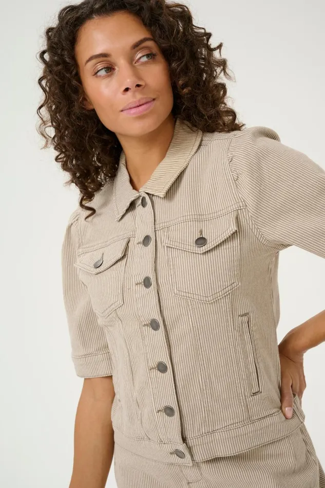 CULTURE Jackets and Coats CUmilky Casual Jacket Dunewhite Stripe 8211 Women