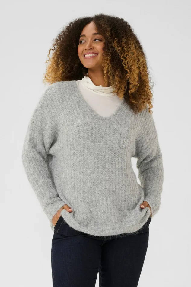 CULTURE Knitwear and Cardigans CUbrava Knitted Sweater Light Grey Melange 8211 Women