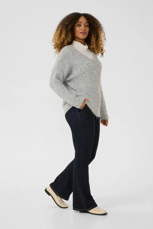 CULTURE Knitwear and Cardigans CUbrava Knitted Sweater Light Grey Melange 8211 Women
