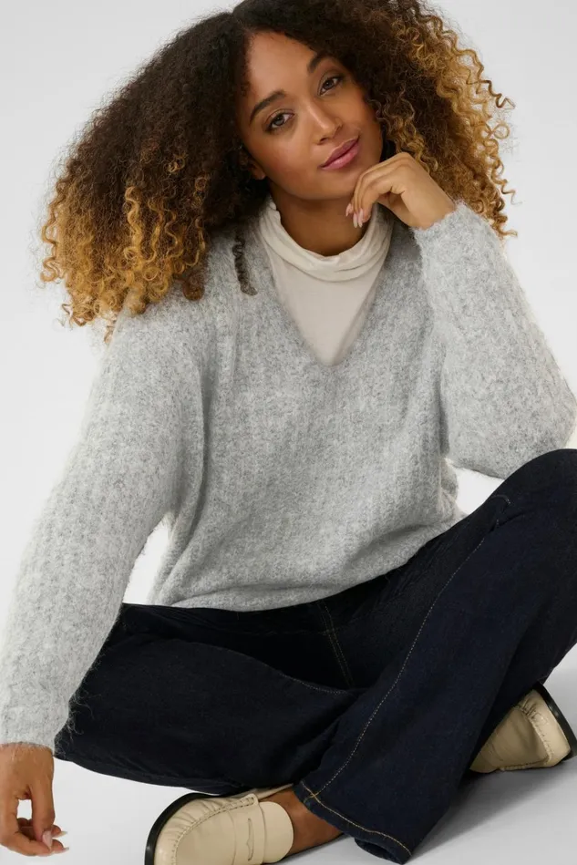 CULTURE Knitwear and Cardigans CUbrava Knitted Sweater Light Grey Melange 8211 Women
