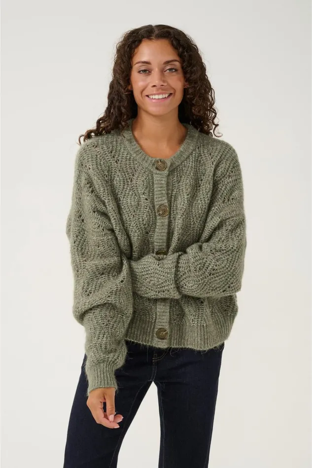 CULTURE Knitwear and Cardigans CUkimmy Cardigan Dusky Green Melange 8211 Women CULTURE Knitwear and Cardigans CUkimmy Cardigan Dusky Green Melange 8211 Women