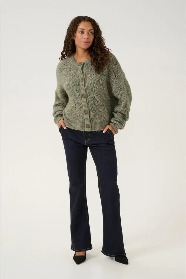 CULTURE Knitwear and Cardigans CUkimmy Cardigan Dusky Green Melange 8211 Women
