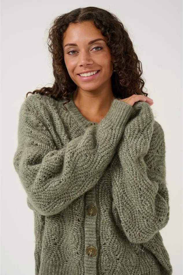 CULTURE Knitwear and Cardigans CUkimmy Cardigan Dusky Green Melange 8211 Women