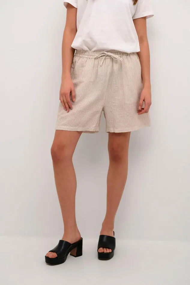 CULTURE Shorts CUazemina Linen Shorts Sandwhite Stripe 8211 Women