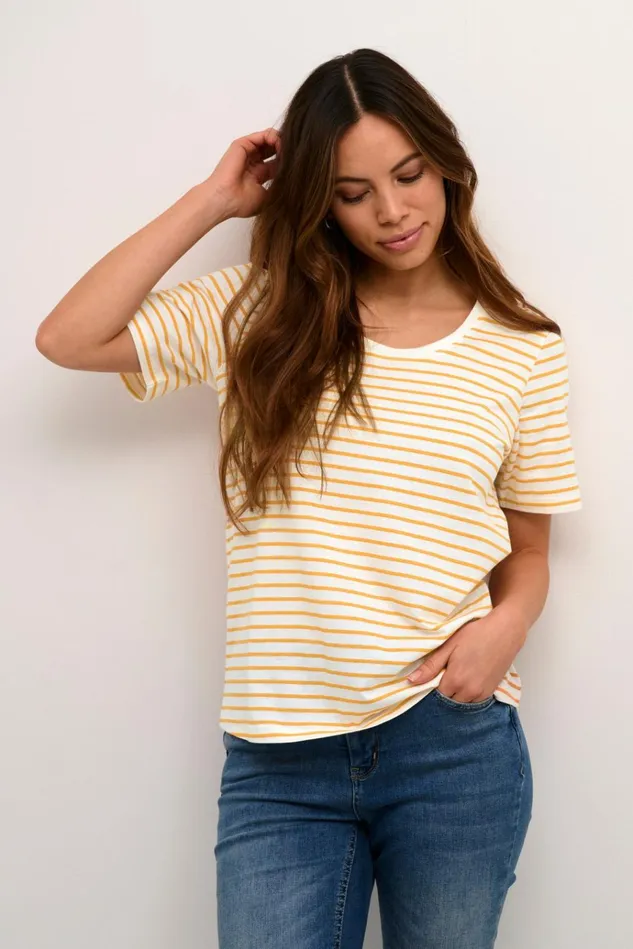 CULTURE Tops and TShirts CUdeia Tshirt Whiteorange Stripe 8211 Women