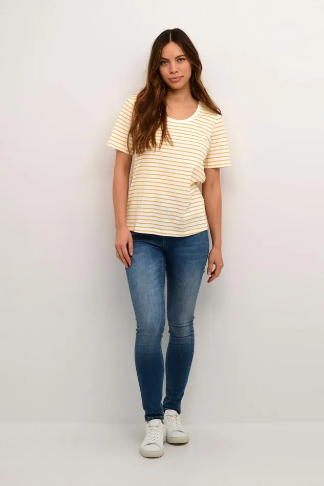 CULTURE Tops and TShirts CUdeia Tshirt Whiteorange Stripe 8211 Women