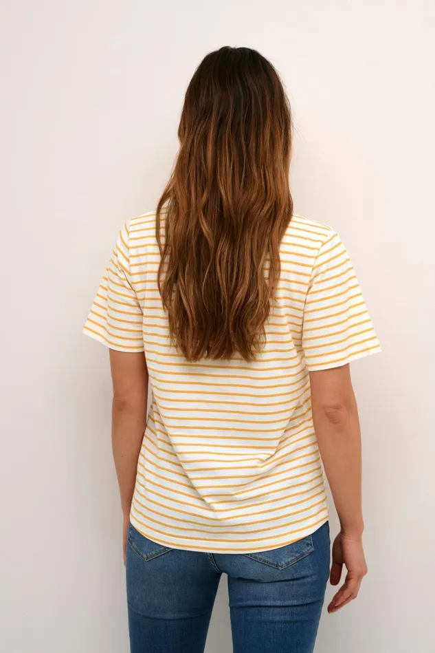 CULTURE Tops and TShirts CUdeia Tshirt Whiteorange Stripe 8211 Women