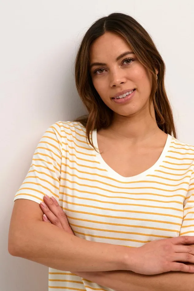 CULTURE Tops and TShirts CUdeia Tshirt Whiteorange Stripe 8211 Women