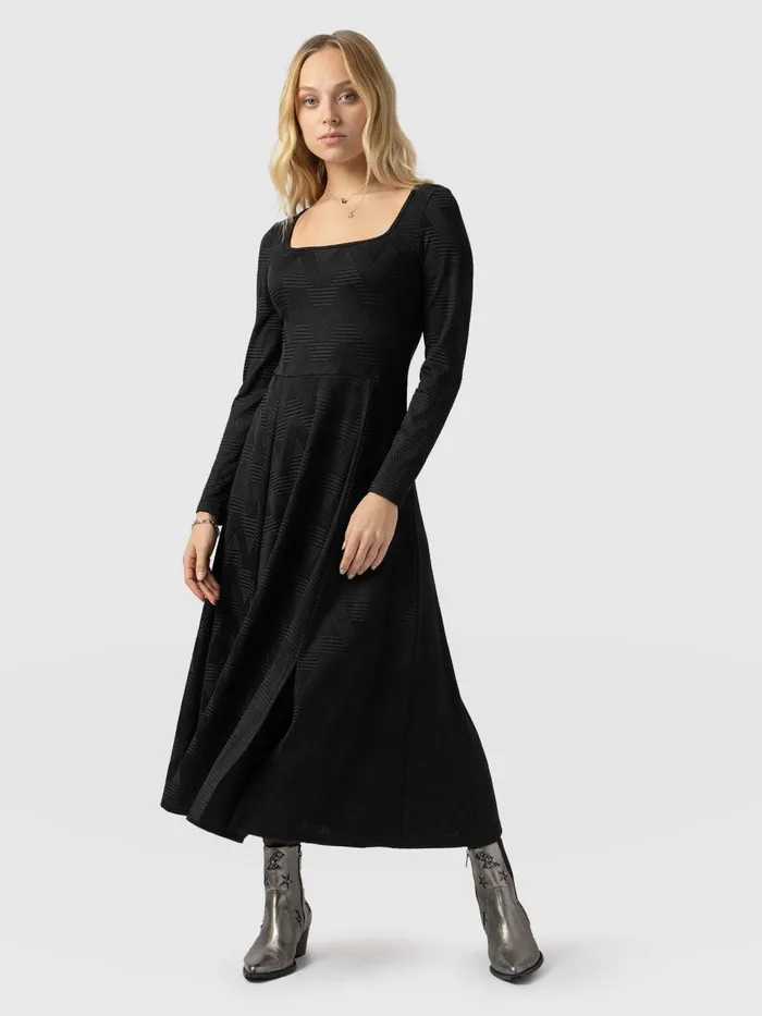 Darcey Flared Dress 8211 Black Jacquard Black Jacquard Women Saint And Sofia Dresses