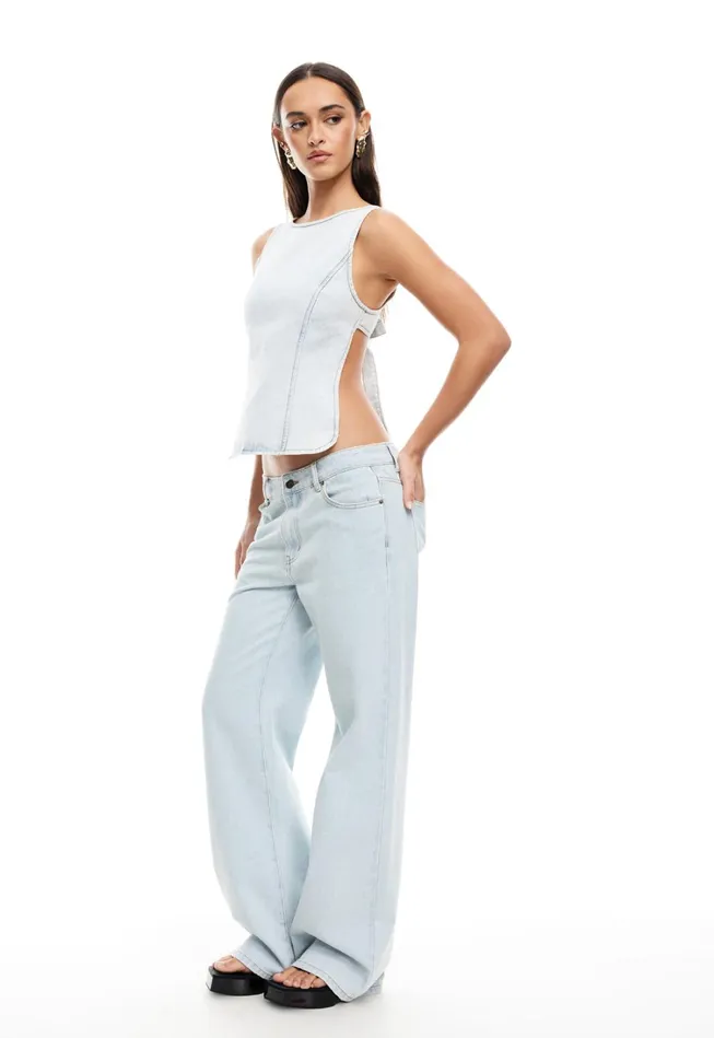 Denim Women Lioness Fashion RIDER BACKLESS TOP Light Denim