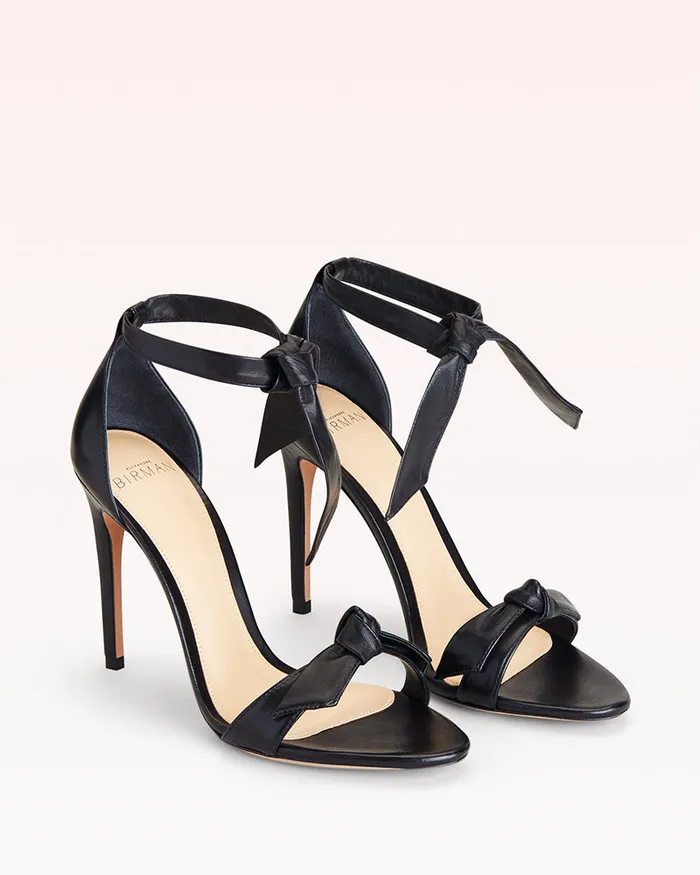 Designer Sandals For 8211 Clarita 100 Bow Tie High Heel Sandal In Leather Alexandre Birman Black Women Alexandre Birman Sandals