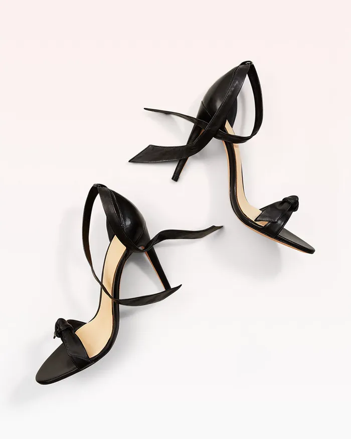 Designer Sandals For 8211 Clarita 100 Bow Tie High Heel Sandal In Leather Alexandre Birman Black Women Alexandre Birman Sandals