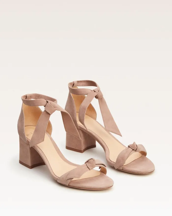 Designer Sandals For 8211 Clarita Bow Tie Block Heel Sandal In Suede Alexandre Birman Cameo Women Alexandre Birman Sandals