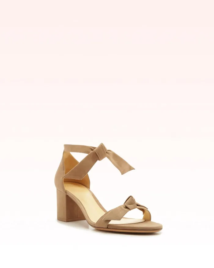 Designer Sandals For 8211 Clarita Bow Tie Block Heel Sandal In Suede Alexandre Birman Cameo Women Alexandre Birman Sandals