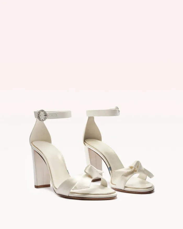 Designer Wedding Shoes 8211 Clarita Bridal Block 90 Satin Bianco 8211 Alexandre Birman Bridal Bianco Women Alexandre Birman Sandals