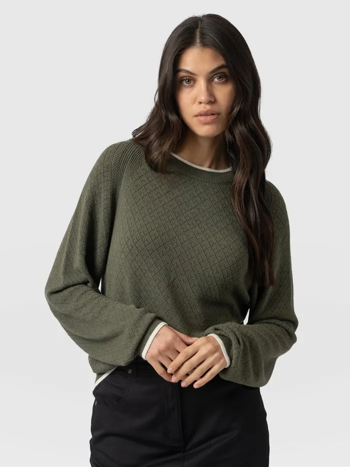 Diamond Knit Sweater 8211 Khaki Khaki Women Saint And Sofia Knitwear