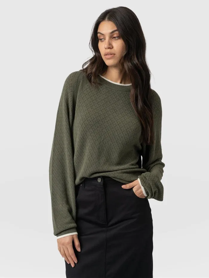 Diamond Knit Sweater 8211 Khaki Khaki Women Saint And Sofia Knitwear