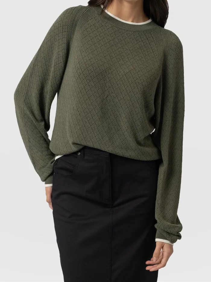 Diamond Knit Sweater 8211 Khaki Khaki Women Saint And Sofia Knitwear