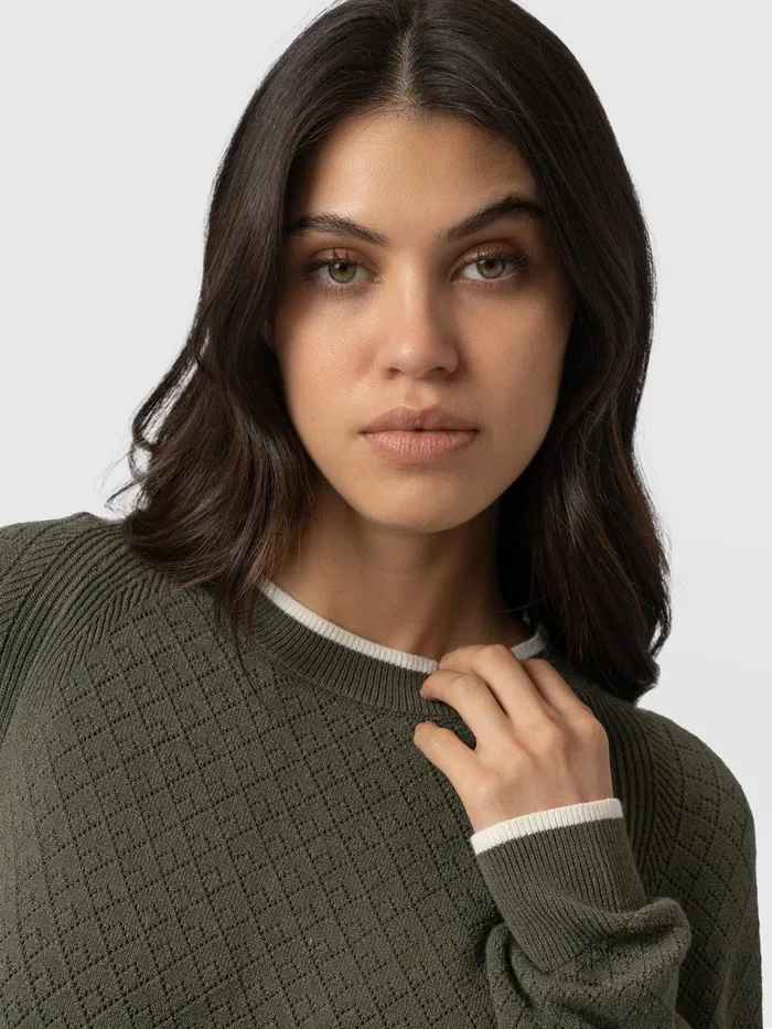 Diamond Knit Sweater 8211 Khaki Khaki Women Saint And Sofia Knitwear