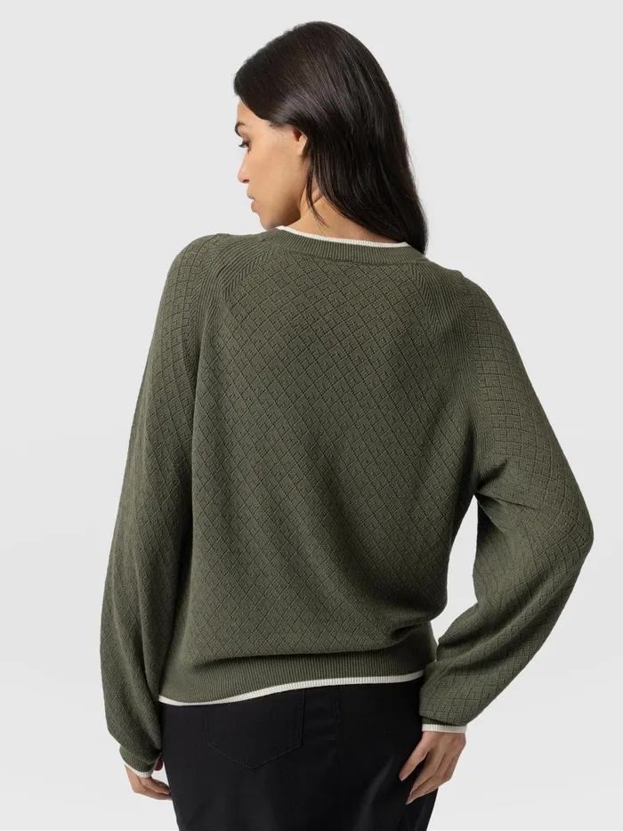Diamond Knit Sweater 8211 Khaki Khaki Women Saint And Sofia Knitwear