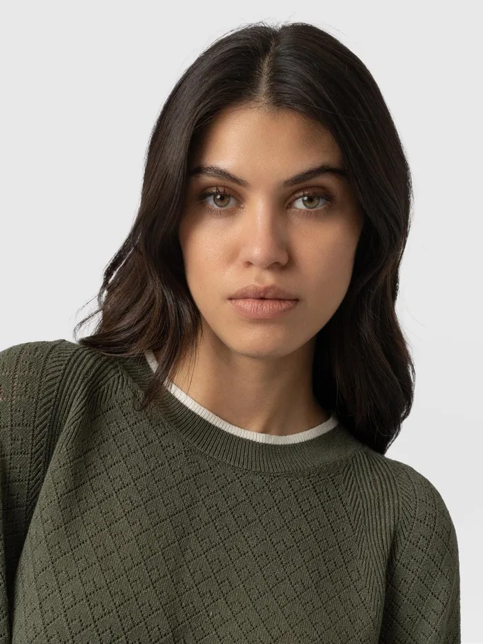 Diamond Knit Sweater 8211 Khaki Khaki Women Saint And Sofia Knitwear