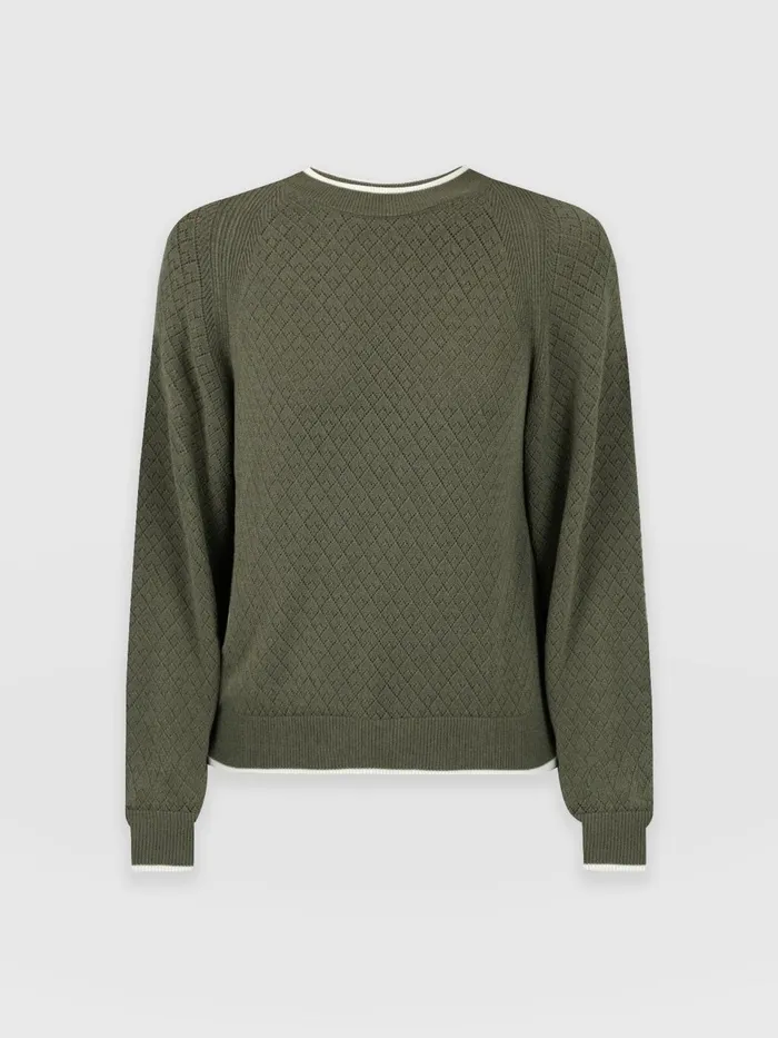 Diamond Knit Sweater 8211 Khaki Khaki Women Saint And Sofia Knitwear